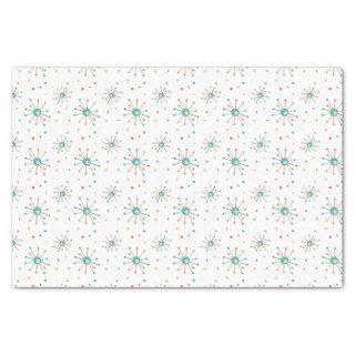 Teal Orange Atomic Starburst Mid Century Christmas Tissue Paper