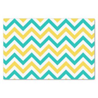 Teal, Pineapple, Wht Large Chevron ZigZag Pattern Tissue Paper