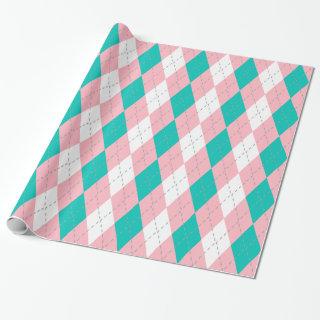 Teal Pink Dk Gray Wht XL Argyle