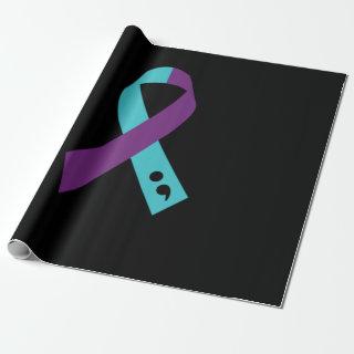 Teal Purple Ribbon Semicolon Suicide Prevention