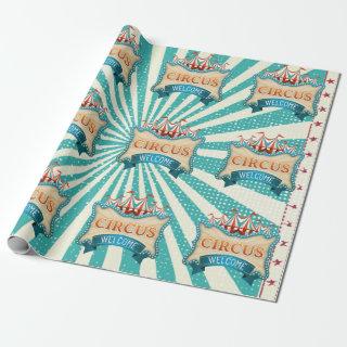 Teal Red Circus Tent Birthday Party  Wrapping Pape