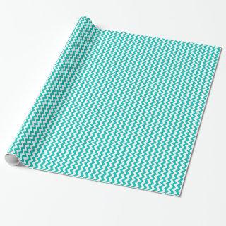 Teal White Chevron Zig-Zag Pattern