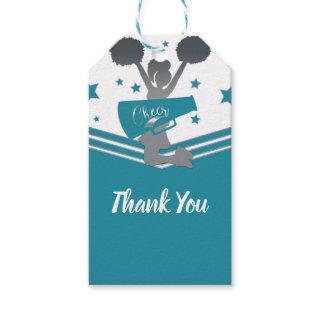 Teal White Silver Stars Cheer Cheer-leading Party Gift Tags