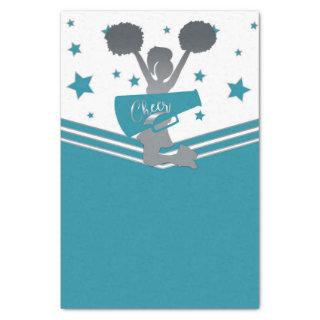 Teal White Silver Stars Cheer Cheer-leading Party Tissue Paper