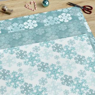 Teal Winter Ice Snowflake Pattern Trio Christmas  Sheets