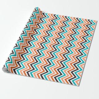 Teal With Orange Tones chevron pattern