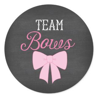 Team Bows Girl Gender Reveal Classic Round Sticker