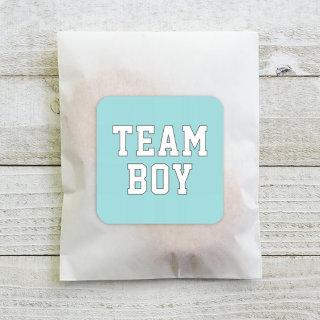 Team Boy Aqua Blue Baby Gender Reveal Party Square Sticker