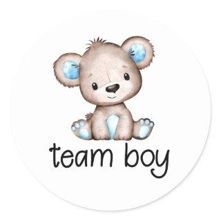 Team Boy Bear Themed Gender Reveal Sticker