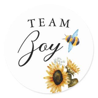 Team Boy Gender Reveal Blue Bee Voting Classic Round Sticker