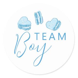 Team Boy Gender Reveal Blue Heart Voting Classic Round Sticker