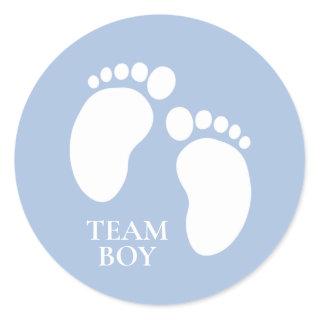 Team Boy Gender Reveal Party Game Decoration Classic Round Sticker
