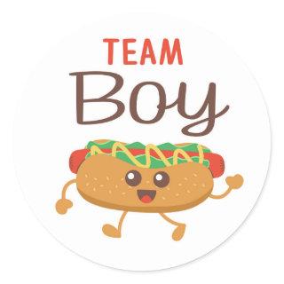 Team Boy hotdog gender reveal sticker