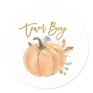 Team Boy Pumpkin Gender Reveal game label