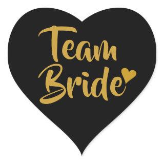 Team Bride Gold Heart Heart Sticker
