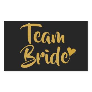 Team Bride Gold Heart Rectangular Sticker