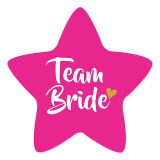 Team Bride Gold Heart Star Sticker