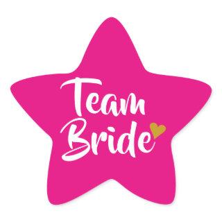 Team Bride Gold Heart Star Sticker