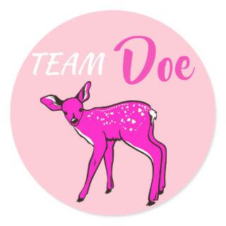 "Team Doe" Pink Gender Reveal Classic Round Sticker