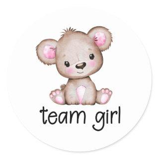 Team Girl Bear Themed Gender Reveal Sticker