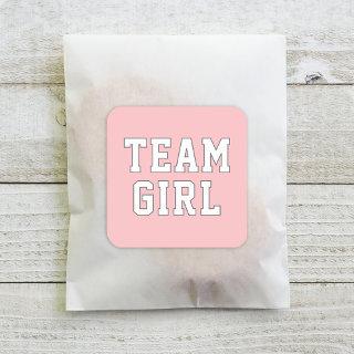 Team Girl Blush Pink Baby Gender Reveal Party Square Sticker