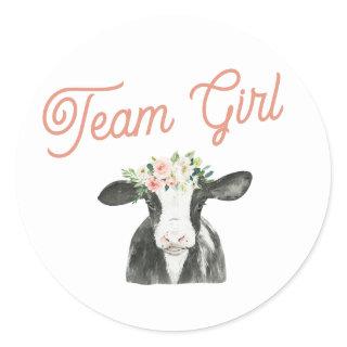 Team Girl Cow Farm Gender Reveal Sticker