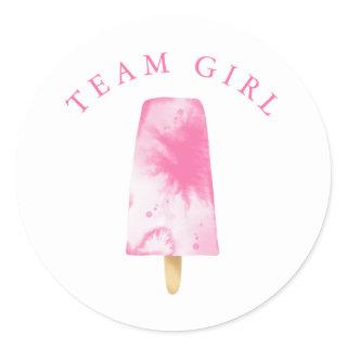 Team Girl Gender Reveal Party Vote Classic Round Sticker