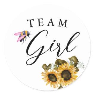 Team Girl Gender Reveal Pink Bee Voting Classic Round Sticker