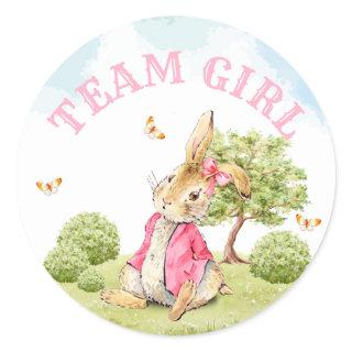 Team Girl Gender Reveal Vote Peter Thee Rabbit Classic Round Sticker