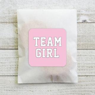 Team Girl Pink Baby Gender Reveal Party Square Sticker