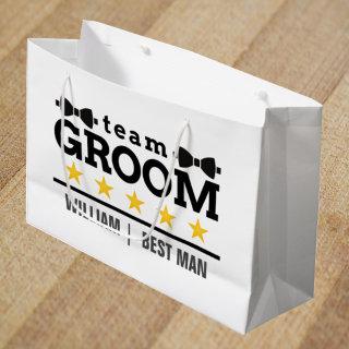 Team Groom | Groomsman | Bachelor | Black White Large Gift Bag