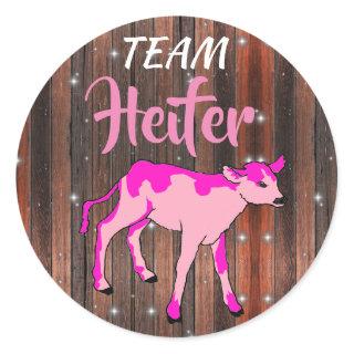 "Team Heifer" Pink Gender Reveal Classic Round Sticker