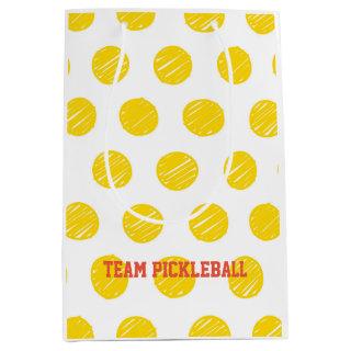 Team Pickleball White Orange Yellow Balls Sports Medium Gift Bag