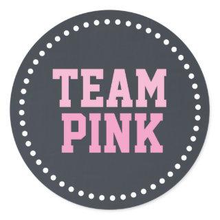 Team Pink Chalkboard Baby Gender Reveal Classic Round Sticker