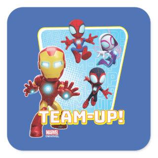 Team Spidey and Iron Man Team-Up! Square Sticker