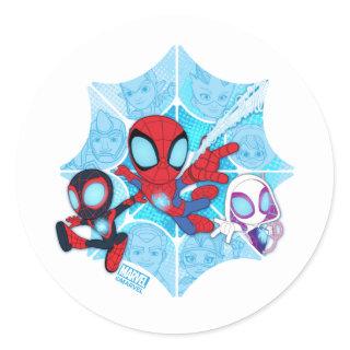 Team Spidey Over Web of Villains Classic Round Sticker