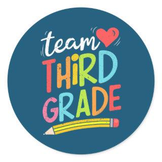 Team Third Grade 3 Grade Student Teacher Back to Classic Round Sticker