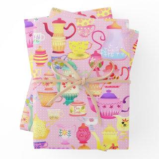 Teapots and Cups Pink   Sheets