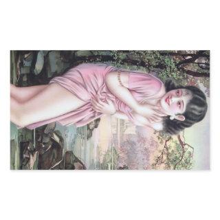 Tease in Stream Oasis by Shanghai China Girl Rectangular Sticker