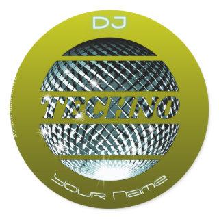 Techno music DJ Business Card Classic Round Sticker