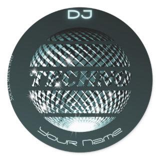 Techno music DJ Business Card Classic Round Sticker