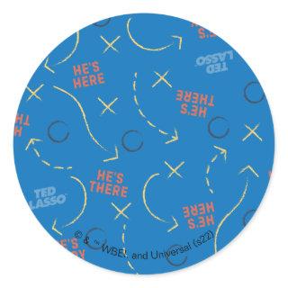 Ted Lasso | He's Here He's There Playbook Pattern Classic Round Sticker