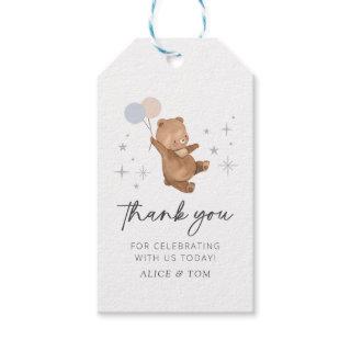 Teddy Bear Balloons Gender Reveal Thank You Gift Tags