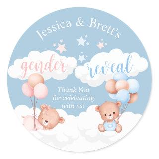 Teddy Bear Blue or Pink Gender Reveal Classic Roun Classic Round Sticker