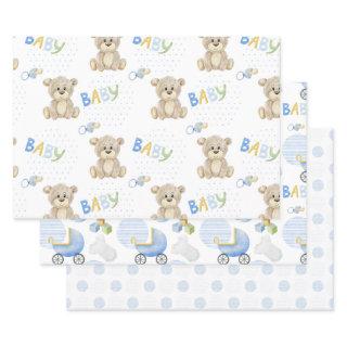 Teddy Bear Blue Polkadots Baby Boy  Sheets