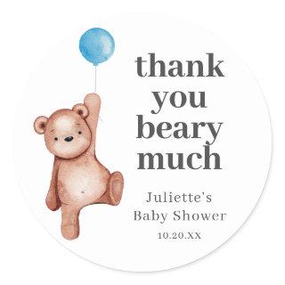 Teddy Bear Boy Baby Shower Classic Round Sticker