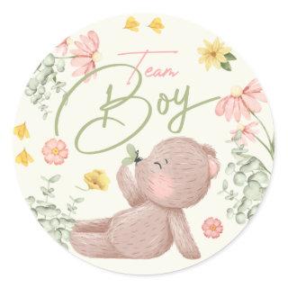 Teddy Bear Gender Reveal Stickers Team Boy