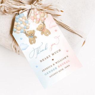 Teddy Bear Gender Reveal Thank You Gift Tags