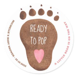 Teddy Bear Paw ReadyTo Pop Baby Shower Classic Rou Classic Round Sticker