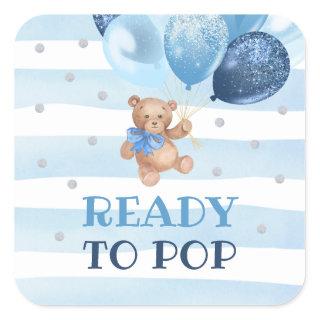 Teddy Bear Ready to Pop Favor Rectangular Sticker